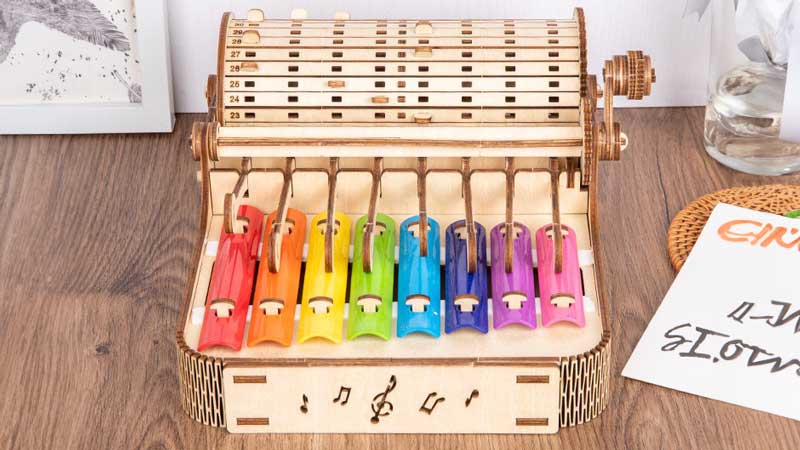 Hand Crank Xylophone Music Box 3D Wooden Puzzle_Description_1
