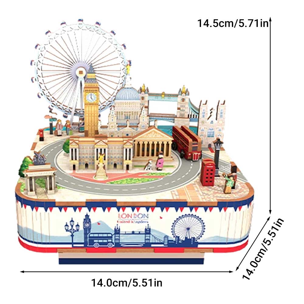 London Street View Music Box 3D Wooden Puzzle - CraftDIYKit