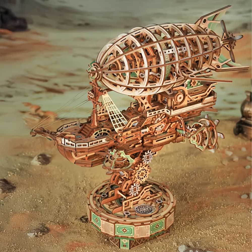 Steampunk Airship 3D Wooden Puzzle With Music Box