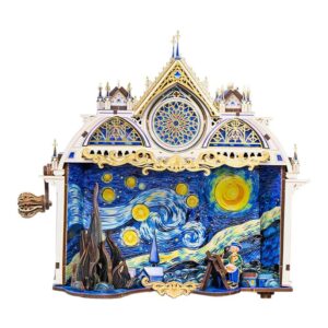 Van Gogh's Starry Night Rotating 3D Wooden Puzzle_1