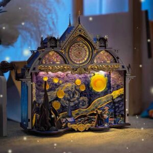 Van Gogh's Starry Night Rotating 3D Wooden Puzzle_7