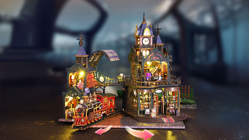 Rail-track Secluded City DIY Miniature Dollhouse_Description_1
