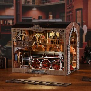 Train Repair Station Book Nook Miniature Dollhouse_2
