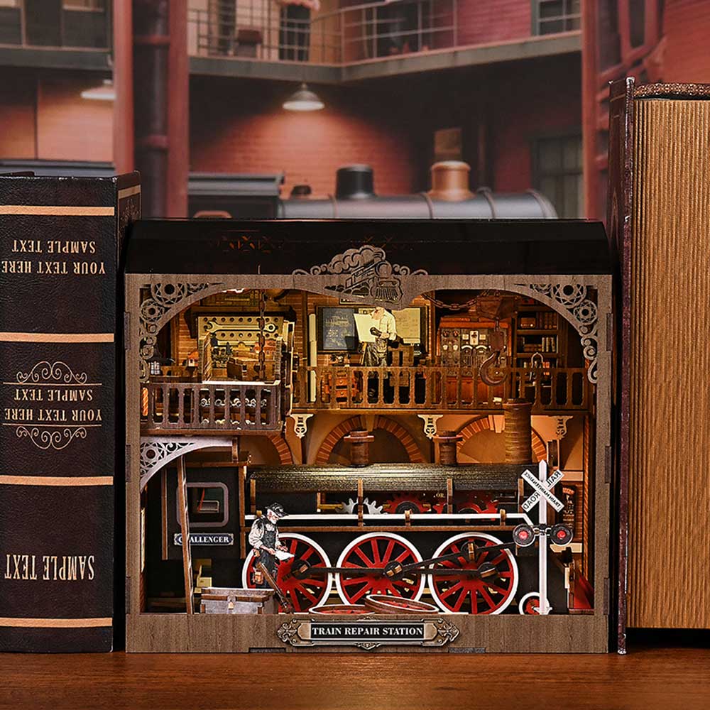 Train Repair Station Book Nook Miniature Dollhouse