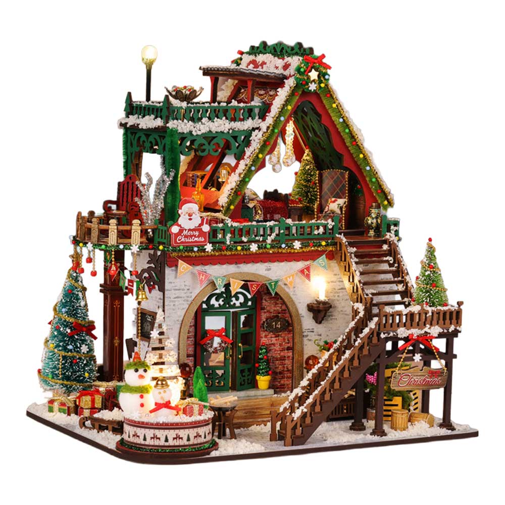 Snowy Christmas Lodge DIY Miniature Dollhouse_1 Snowy Christmas Lodge DIY Miniature Dollhouse_1