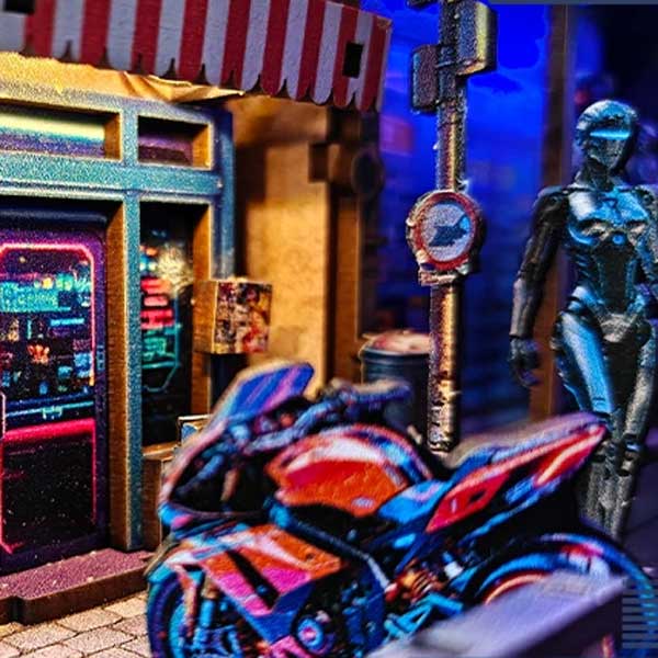 Cyber City Book Nook Miniature Dollhouse_Description_3