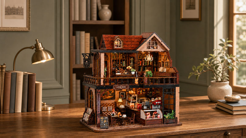 Norren Book Café DIY Miniature Dollhouse_Description_1