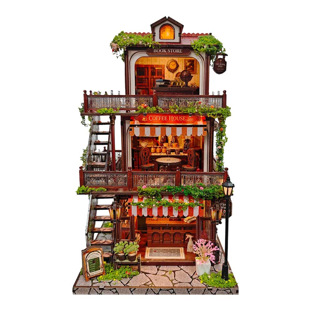 Time Layered Book Cafe DIY Miniature Dollhouse_1 Time Layered Book Cafe DIY Miniature Dollhouse_1