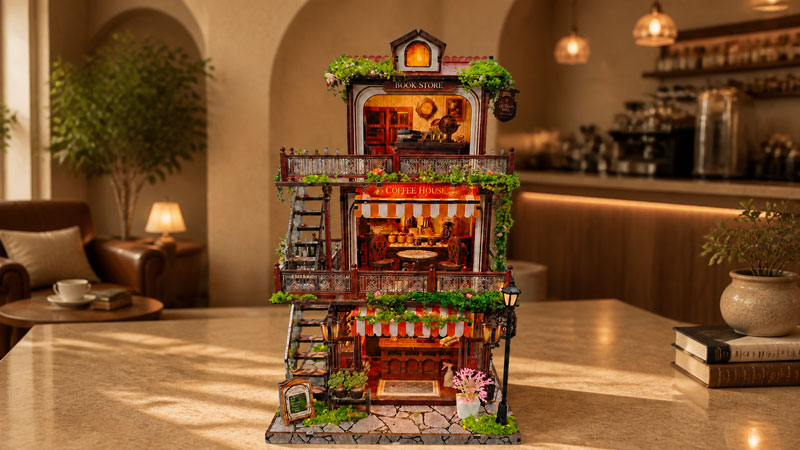 Time Layered Book Café DIY Miniature Dollhouse_Description_1